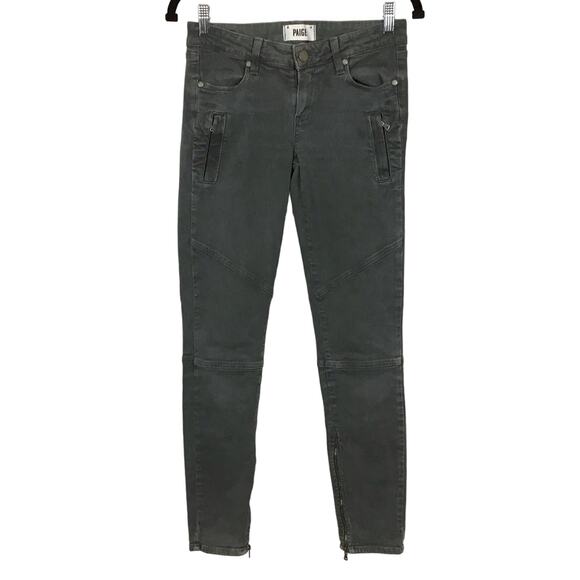 PAIGE Denim Marley Cargo Seam Detail Ankle Zip Jeans Pants Black Currant 25 x 30 - Picture 5 of 16